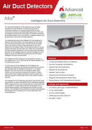 Axis AX Air Duct Detectors download brochure icon | AIRPLUS Industrial