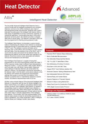 Axis AX Intelligent Heat Detector download brochure icon | AIRPLUS Industrial