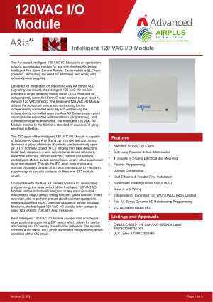 Intelligent 120VAC I/O Module download brochure icon | AIRPLUS Industrial