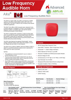 Axis AX Low frequency Audible Horn Brochure Download Icon | AIRPLUS Industrial