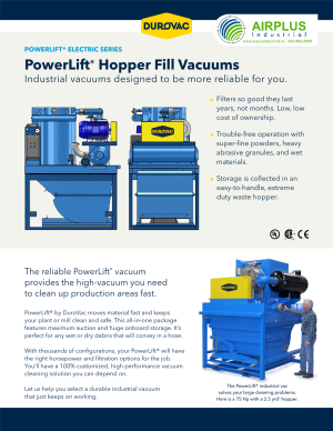 DuroVac PowerLift Electric Vacuum brochure download icon | AIRPLUS Industrial