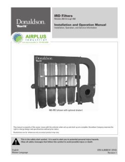 Donaldson IRD Series baghouse dust collector installation & operation manual download icon | AIRPLUS Industrial