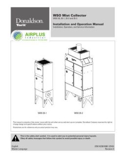 Donaldson WSO Mist Collector - 20, 25-1, 25-2 & 25-3 installation & operation manual download icon | AIRPLUS Industrial