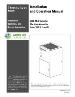 Donaldson WSO Mist Collector - Machine Mountable installation & operation manual download icon | AIRPLUS Industrial
